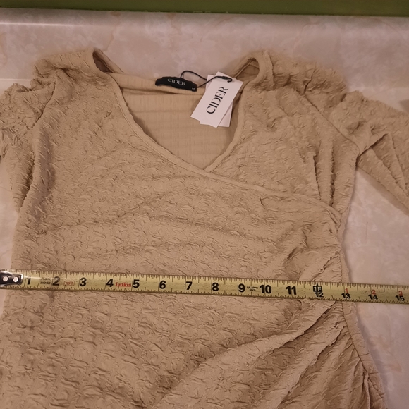 Cider Beige Long Sleeve Wrap Dress - Picture 5 of 11